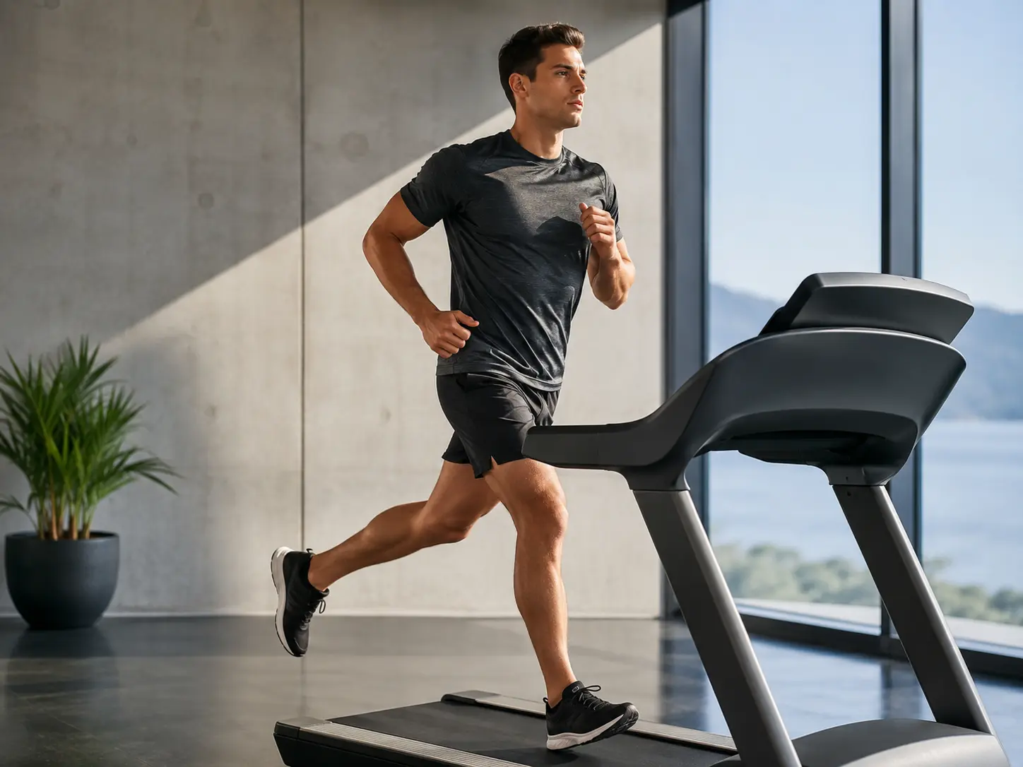 A person walking on a treadmill