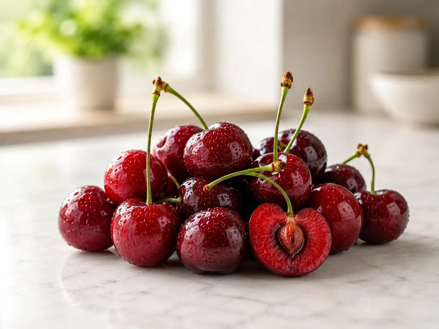 Fresh ripe red cherries