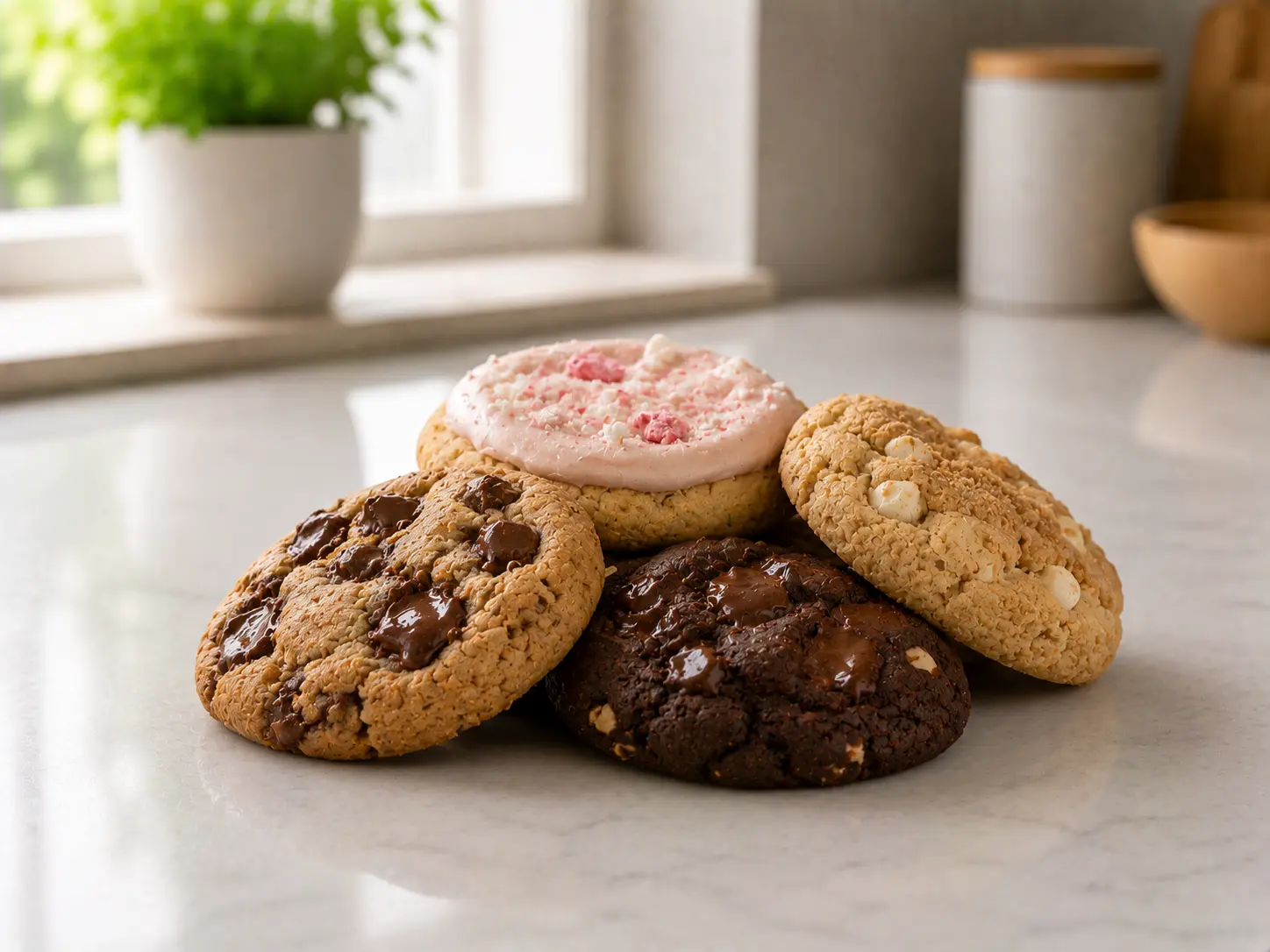 A large chocolate chip cookie
